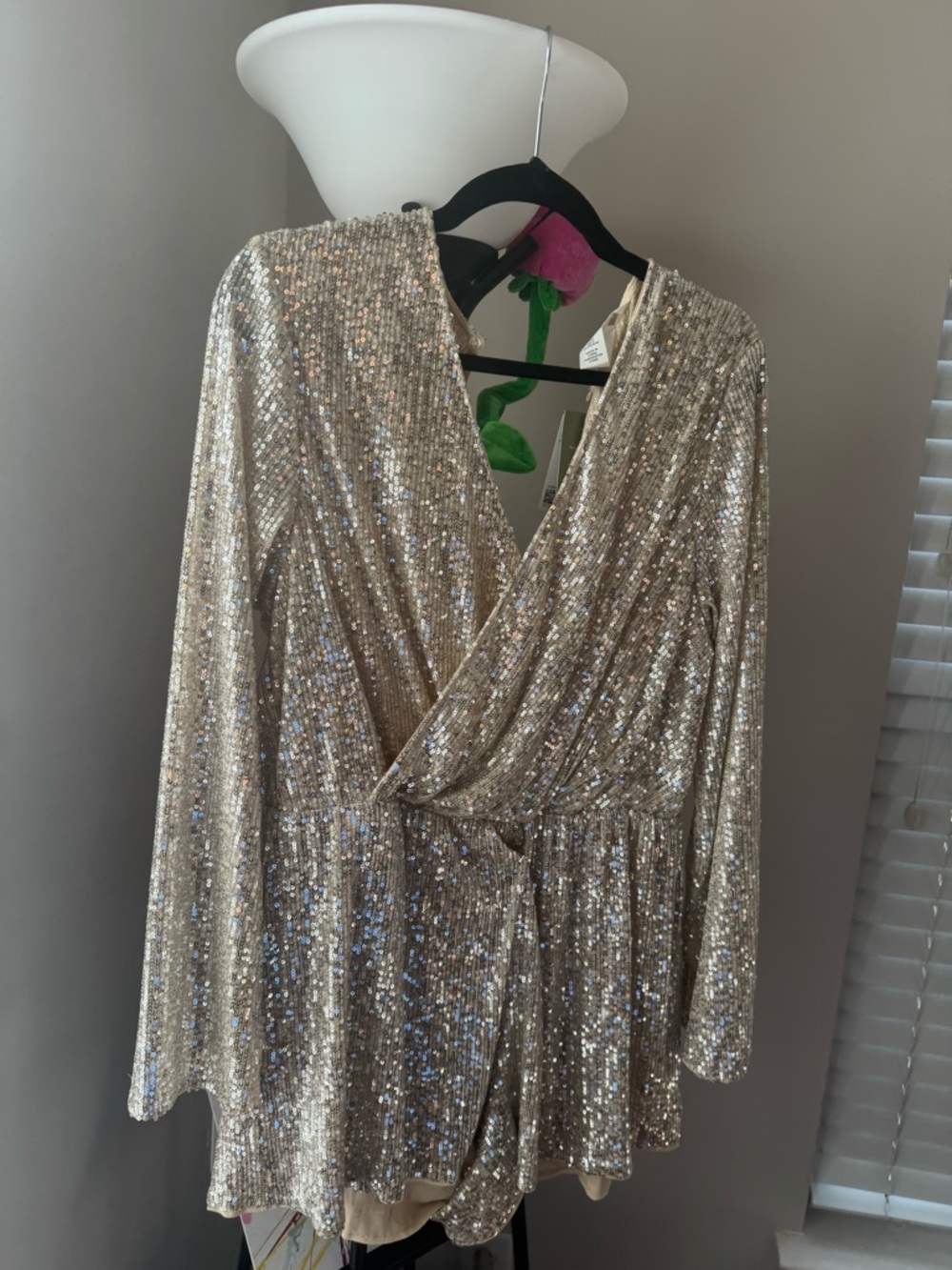 H&M Champagne Sequin Wrap Mini Dress
